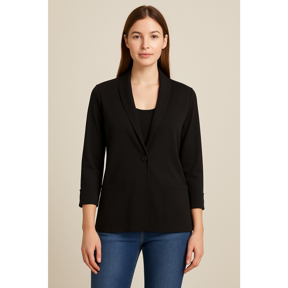 Eileen Fisher Black Single-Button Shawl Collar Blazer